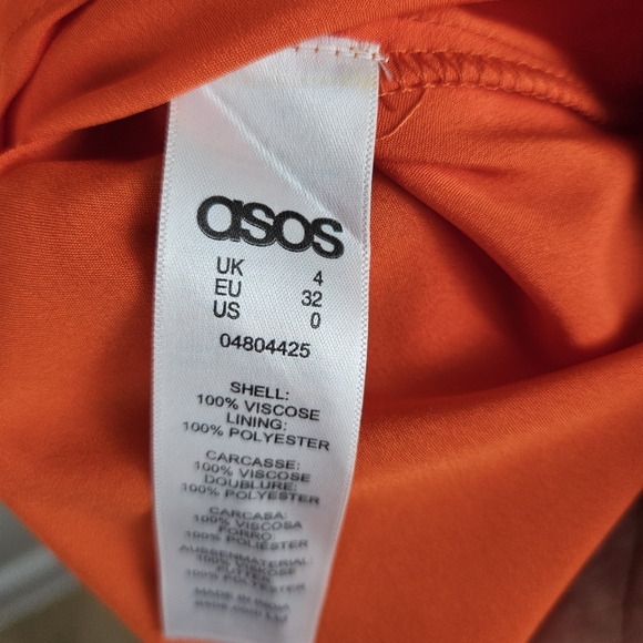 ASOS Crepe Sheer Peplum Ruffle Shoulder Dress Fully Lined Size 0 Red Floral 1518 - Picture 3 of 15